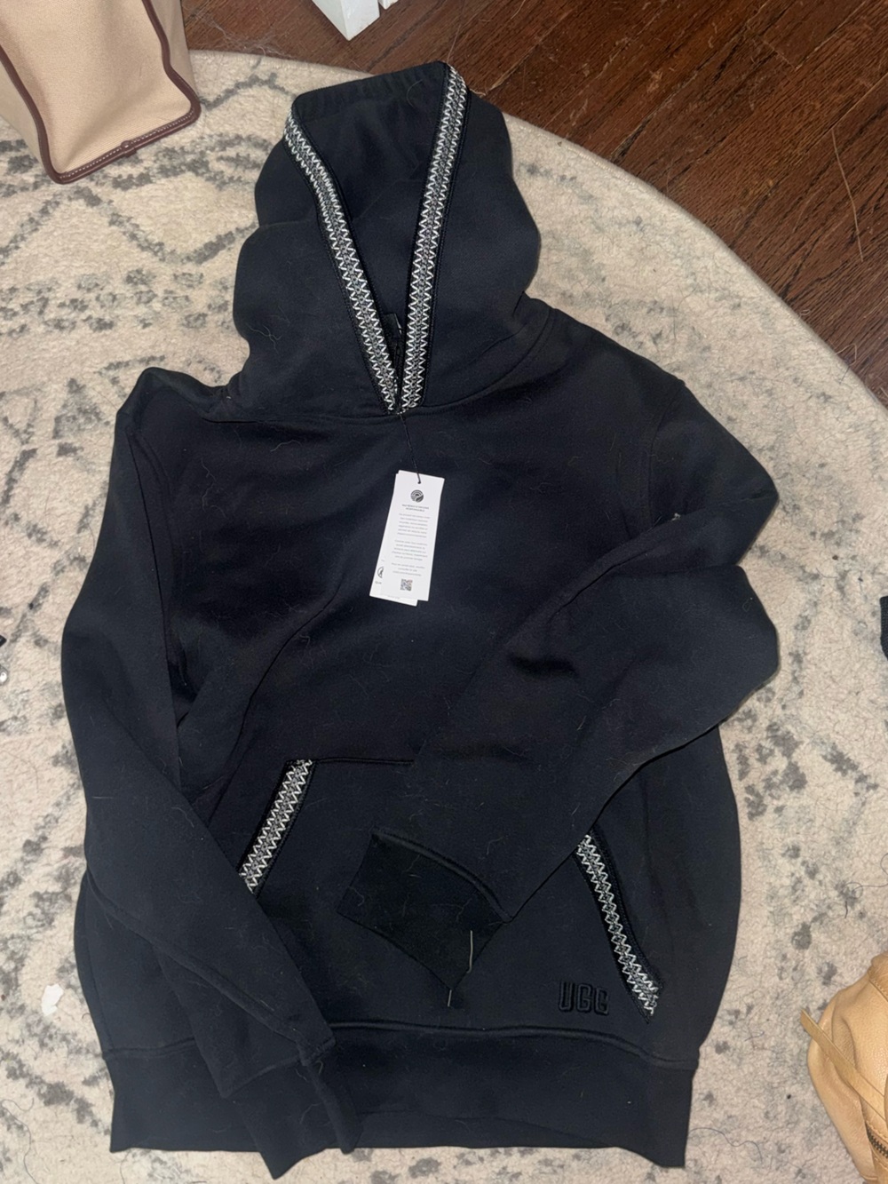 UGG Black Hooded Sweater with Contrast Trim